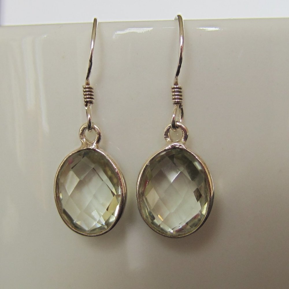 Green Amethyst and Sterling Silver Earrings